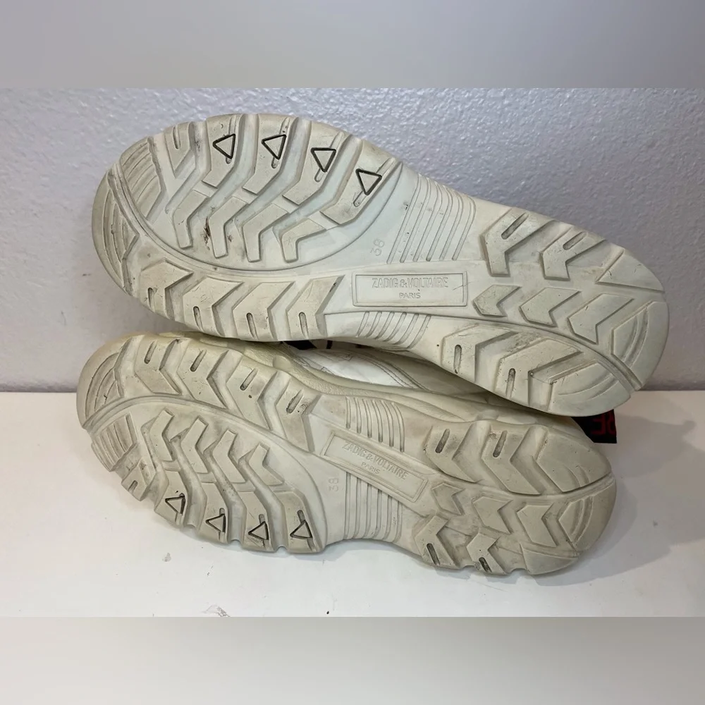 Zadig & Voltaire Women’s Blaze Stylish White Leather Sneakers Size‎ 7.5 (38)